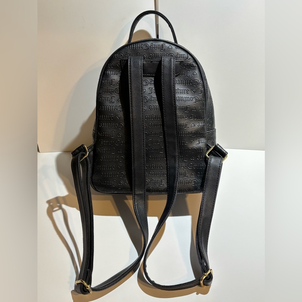 Juicy Couture Black Embossed Mini Backpack Gold Charm – 11 in - Picture 4 of 9